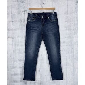 CG CG Rhinestone Embellished Mid Rise Straight Jeans Women's Size 10 (Fit 32x30)